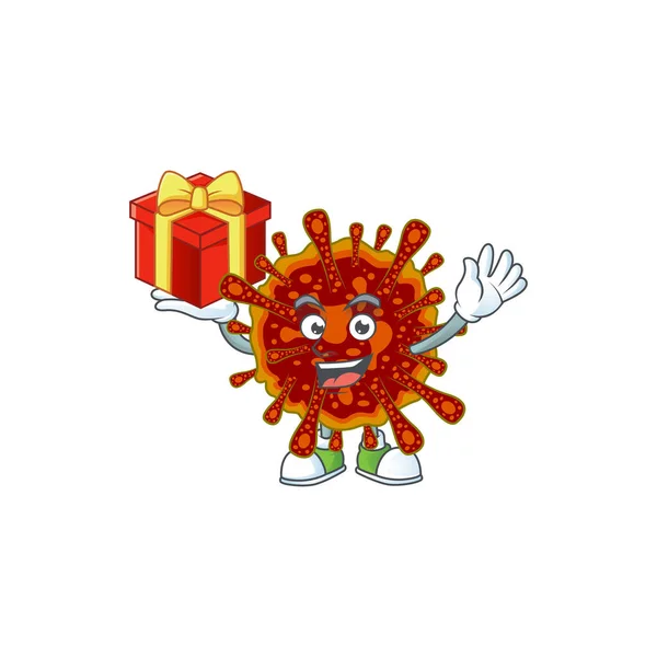 A mascot design style of deadly coronvirus showing crazy face — Stock Vector