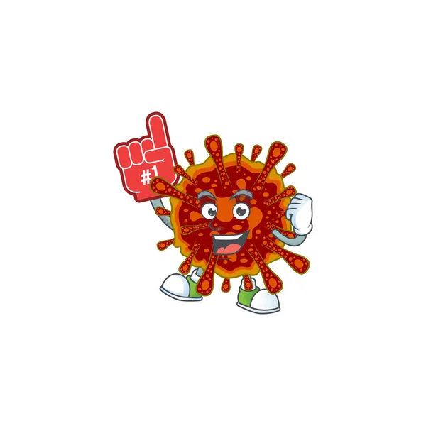 Virus jantung mematikan yang disajikan dalam desain karakter kartun dengan jari Foam - Stok Vektor