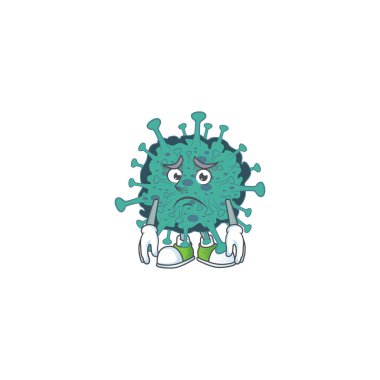 Kritik koronavirüs maskotu tasarım tarzı endişeli yüzlü