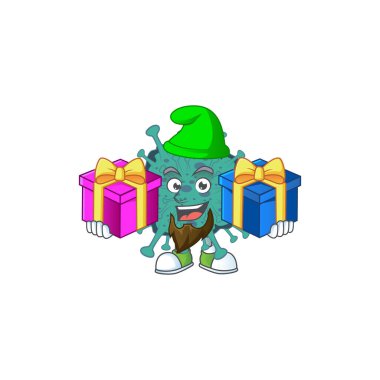 Komik yüz karikatürü çizimi. Kritik koronavirüsün dili çıkmış hali.