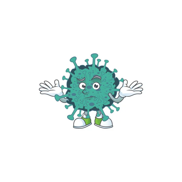 Obrázek šklebící se kritické coronavirus kreslený charakter design stylu — Stockový vektor