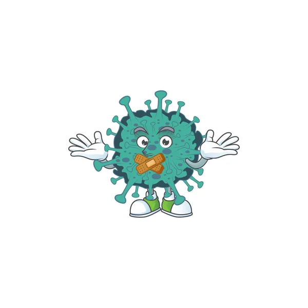Critica coronavirus personaggio cartone animato concetto di progettazione mostrando gesto silenzioso — Vettoriale Stock