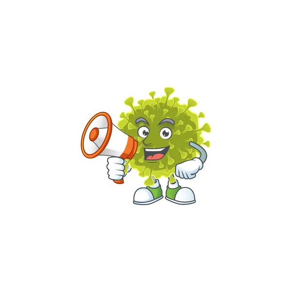 A picture of global coronavirus outbreak with a megaphone — Stock Vector