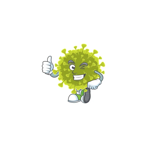 Глобальный коронавирус вспышки мультфильма персонаж делает большой палец вверх — стоковый вектор