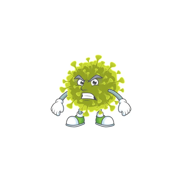 Encantador brote global de coronavirus estilo de diseño de la mascota agitando la mano — Archivo Imágenes Vectoriales