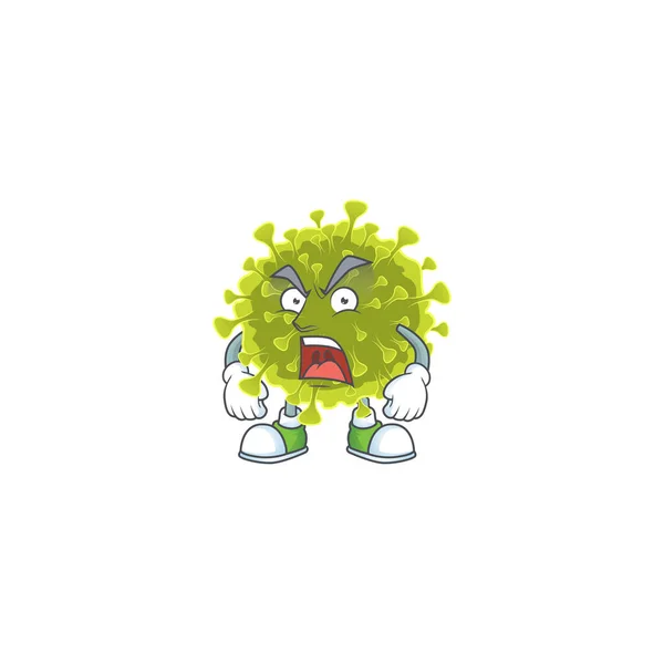 Concept mondial de mascotte d'épidémie de coronavirus montrant un visage en colère — Image vectorielle