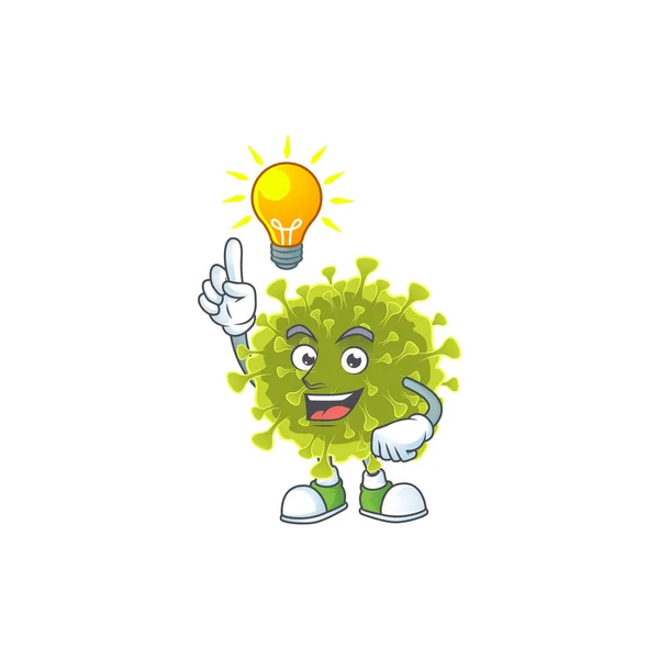 Global coronavirus surto mascote personagem design com ter uma ideia gesto bonito — Vetor de Stock