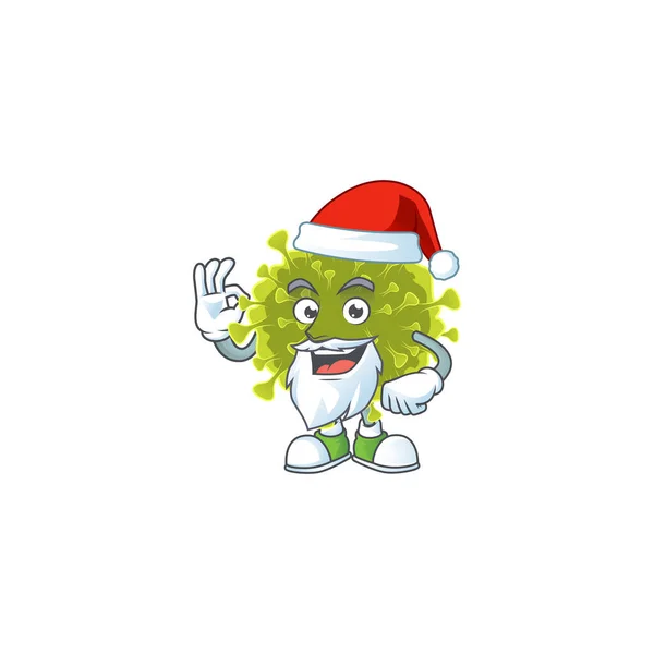 Global coronavirus outbreak cartoon character of Santa showing ok finger — Stock Vector