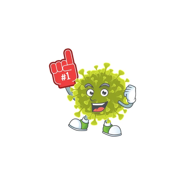 Παγκόσμιο ξέσπασμα coronavirus παρουσιάζεται στο σχεδιασμό χαρακτήρα κινουμένων σχεδίων με το δάχτυλο αφρού — Διανυσματικό Αρχείο