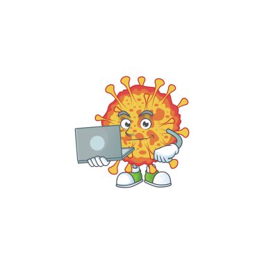 Diz üstü bilgisayar kullanan zeki bir salgın hastalık öğrencisi.