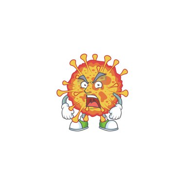 Öfkeli yüzünü gösteren salgın COVID19 maskot tasarımı