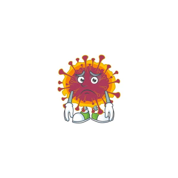 Difundir el estilo de diseño de la mascota coronavirus con la cara preocupada — Archivo Imágenes Vectoriales