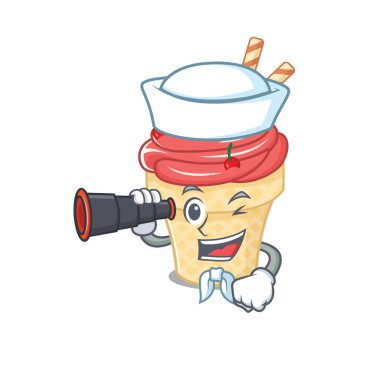 Denizci çizgi filminde dürbünlü kiraz dondurması.