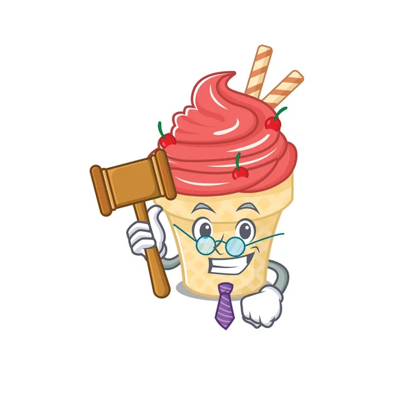 カリスマ裁判官かわいいメガネをかけてチェリーアイスクリーム漫画のキャラクターデザイン — ストックベクタ