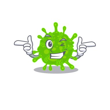 Smiley Flaviviridae çizgi film tasarımı. Göz kırpan bir şekil.