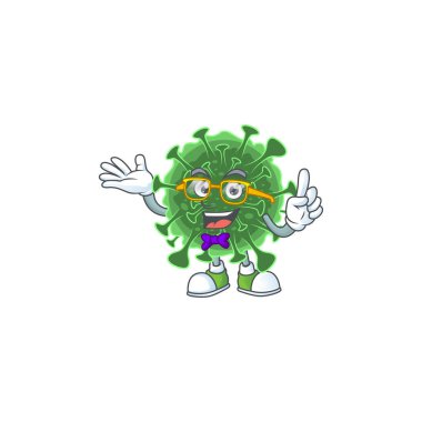 Süper komik wuhan coronavirus İnek maskot tasarımı tarzında