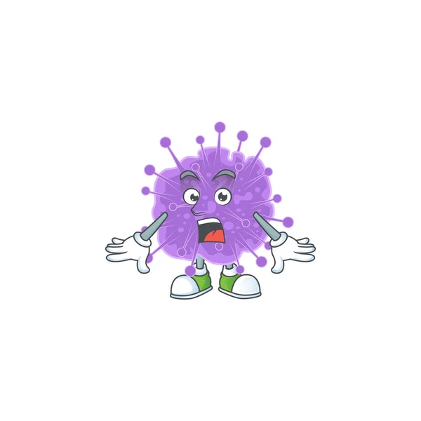 A mascot design of coronavirus influenza making a surprised gesture — Stock Vector