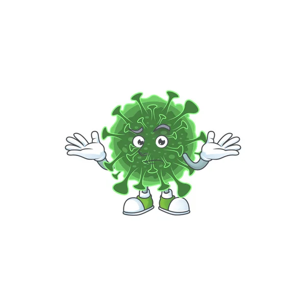 Una foto di sorridente wuhan coronavirus stile di design del personaggio dei cartoni animati — Vettoriale Stock