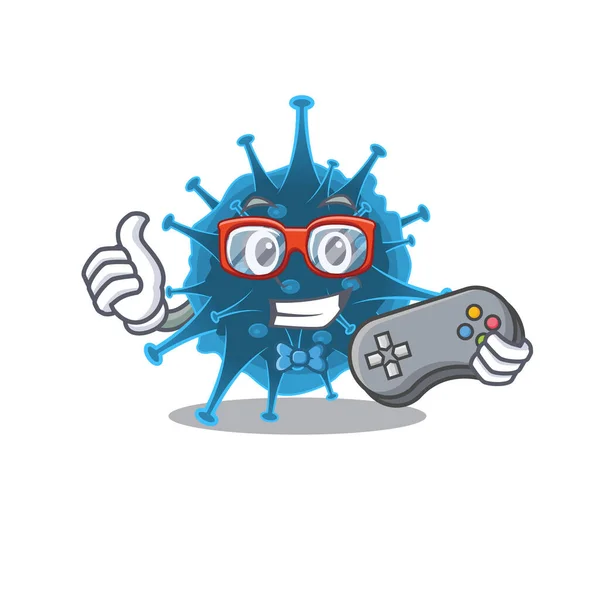 Cool gamer of moordecovirus mascot design style with controller — Stock Vector