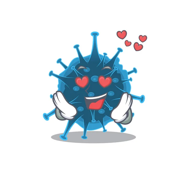Cute moordecovirus cartoon character showing a falling in love face — Stock Vector