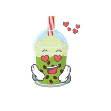 Sevimli kibritçi çay çizgi film karakteri aşık olduğunu gösteriyor.