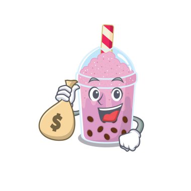 Zengin taro köpüklü çay çizgi film tasarımı para torbaları içerir.