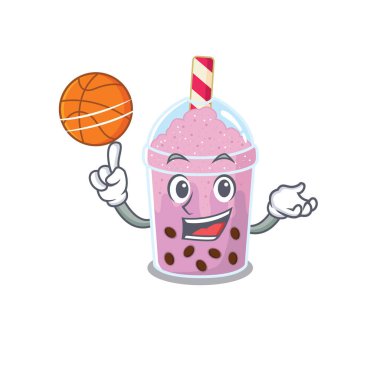 Muhteşem taro köpüklü çay maskotu tasarımı. Basketbol tarzı.
