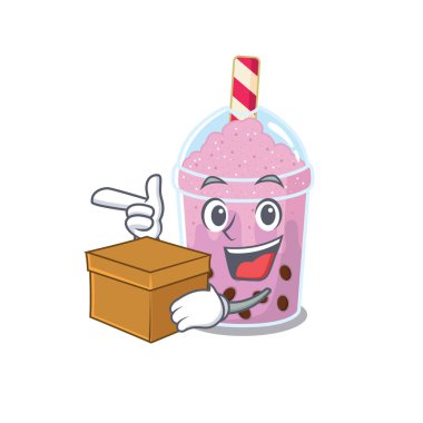 Taro köpüklü çay karikatür tasarımı konsepti.