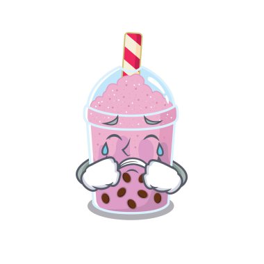 Ağlayan yüzlü taro köpüklü çayın çizgi film karakteri tasarımı