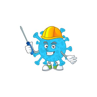 Akıllı otomotiv koronavirüsü maskot tasarımı tarzında sunulur