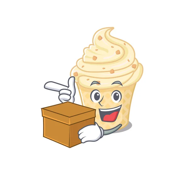 香草冰淇淋卡通设计概念的图片，装有盒子 — 图库矢量图片