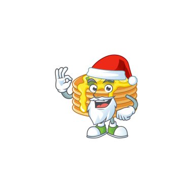 Dost canlısı limonlu krep Noel Baba çizgi film karakteri tasarımı.