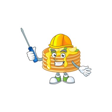 Maskot tasarımı tarzında sunulan akıllı otomotiv limonlu krep.