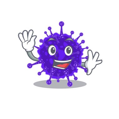 Karizmatik bir nidovirales maskot tasarımı gülümseme ve el sallama