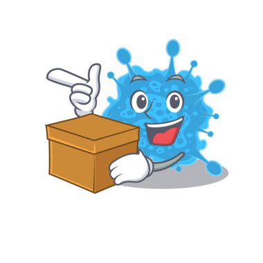 Andecovirus karikatür tasarım konsepti bir kutu tutuyor.