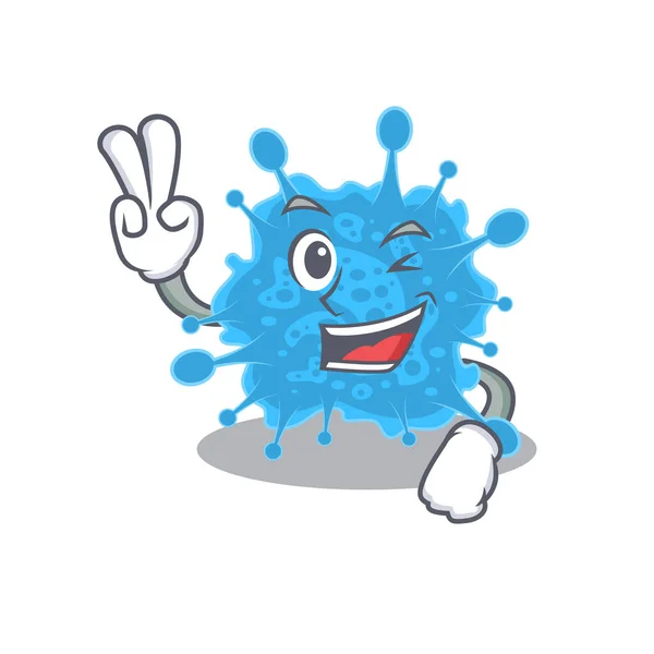 2本の指で幸せとエコウイルス漫画のデザインコンセプト — ストックベクタ