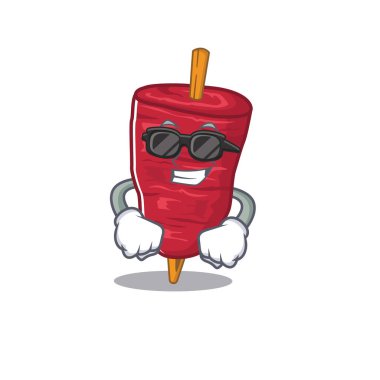 Havalı donör kebap çizgi film karakteri pahalı siyah gözlük takıyor.