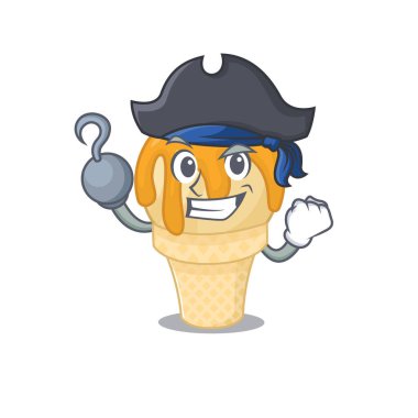 Kanca elli ve şapkalı bir korsan olarak portakallı dondurma tasarımı.
