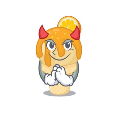 Şeytan çizgi film karakteri tasarım tarzı giyinmiş portakallı dondurma.