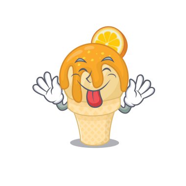 Komik bir yüz portakallı dondurma tasarımı.