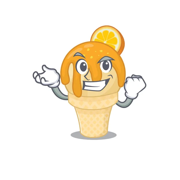 stock vector A dazzling orange ice cream mascot design concept with happy face