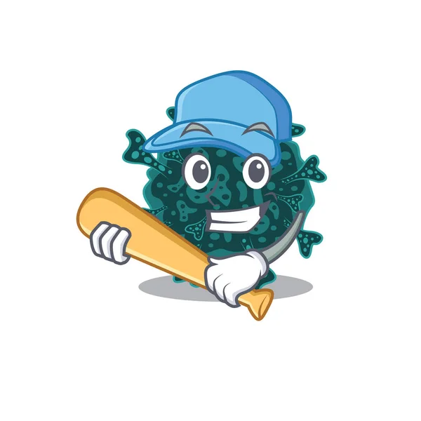 草食性ウイルスの漫画のキャラクターの写真野球 — ストックベクタ