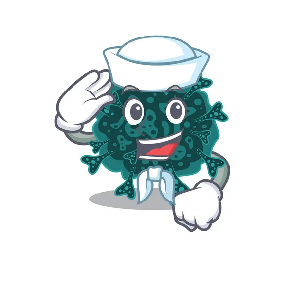 Sailor cartoon character of herdecovirus with white hat — Stock Vector