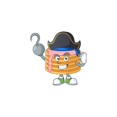 Havalı çilek kremalı krep korsanı. Çizgi film tasarımı. Tek elle.