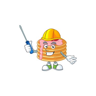 Akıllı otomotiv çilekli krep maskot tasarımında sunuluyor.