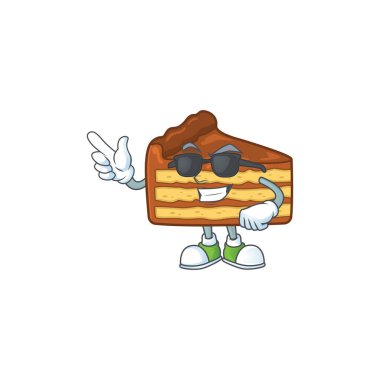 Süper tatlı çikolata dilimli, siyah gözlüklü çizgi film karakteri.