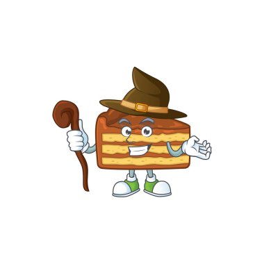 Şirin ve sinsi cadı çikolata dilimli pasta çizgi film tasarımı tarzı