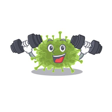 Gülümseyen Fitness egzersizlerinin maskot tasarımı haploviricotina halterleri kaldırın