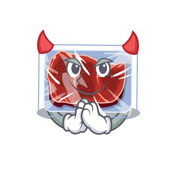 악마 만화 캐릭터 디자인 스타일의 냉동 쇠고기 — 스톡 벡터