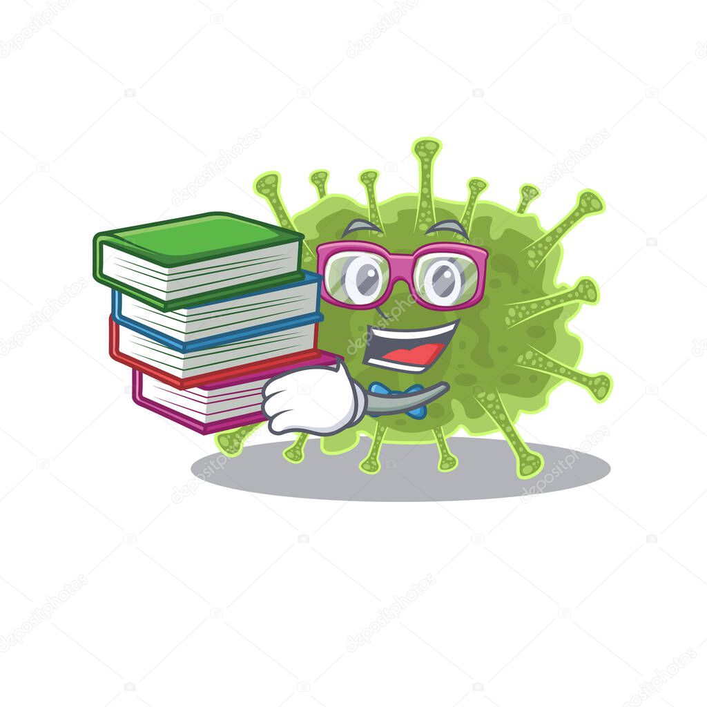 A diligent student in haploviricotina mascot design concept with books
